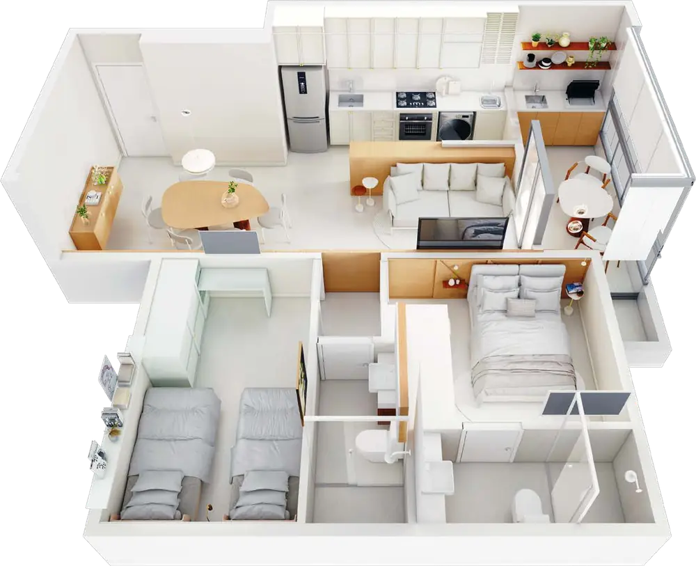 Planta 3D dos finais 1 e 2