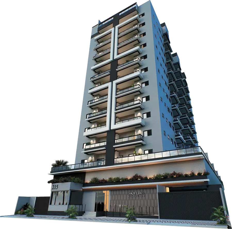 Perspectiva noturna da torre do Skyline Residence